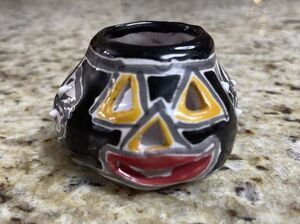 Terra Cotta Hand-Painted Mini Jack O Lantern Pumpkin Figurine
